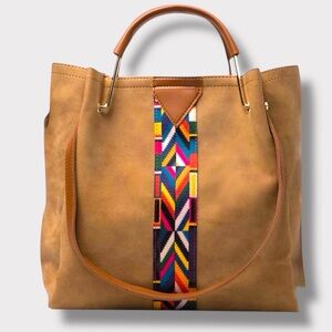 Faux Suede Tan Boho Bucket Style Handbag